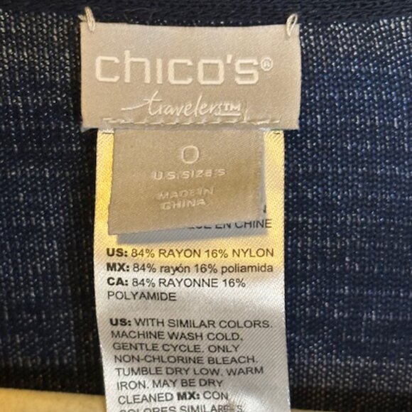 Chico's Sweater Women's‎ Size Small Cardigan Stripes Knit Blue Green Chicos 0 - Picture 3 of 3